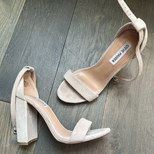 Light grey nude suede block heel 4” Steve Madden size 9